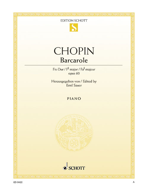 SCHOTT Chopin - Barcarolle Fa Dièse Majeur Op. 60 - Piano