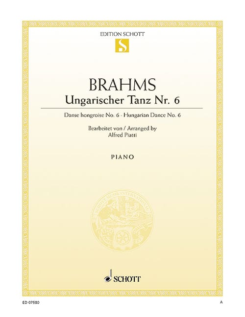 SCHOTT BRAHMS - HUNGARIAN DANCE NO. 6 - VIOLONCELLE ET PIANO