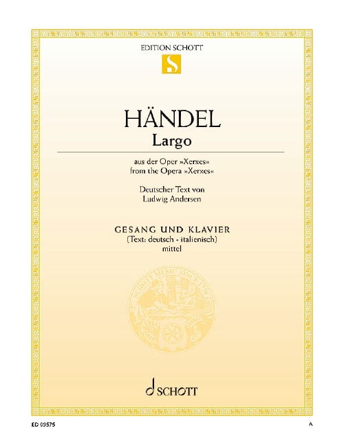 SCHOTT HÄNDEL - LARGO - MEDIUM VOICE ET PIANO