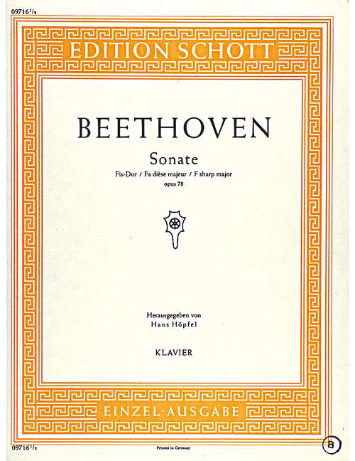 SCHOTT BEETHOVEN L.V. - SONATE OP.78 - PIANO