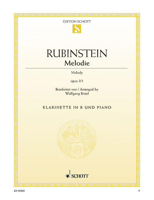 SCHOTT RUBINSTEJN - MELODY OP. 3/1 - CLARINETTE IN BB ET PIANO