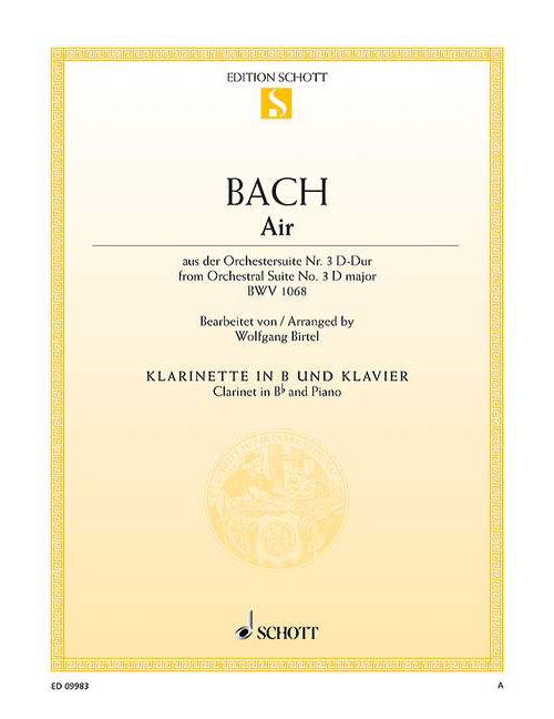 SCHOTT BACH J.S. - AIR BWV 1068 - CLARINETTE