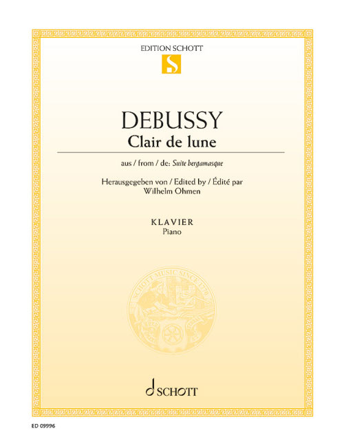 SCHOTT DEBUSSY CLAUDE - CLAIR DE LUNE - PIANO