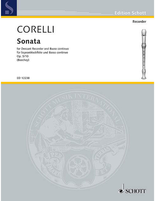 SCHOTT Corelli - Sonata F Major Op. 5/10 - Descant Flute A Bec et Piano
