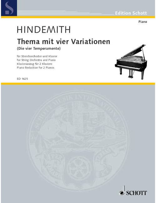 SCHOTT HINDEMITH - THEME WITH FOUR VARIATIONS - STRING ORCHESTRE ET PIANO