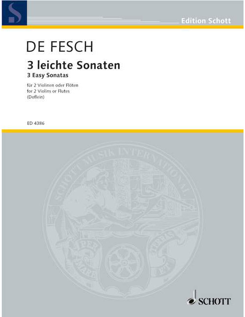 SCHOTT FESCH WILLEM DE - THREE EASY SONATAS - 2 VIOLINS