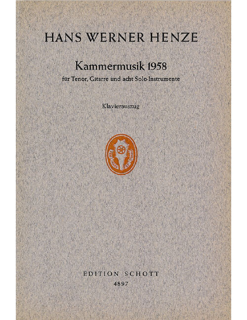 SCHOTT HENZE - KAMMERMUSIK 1958 - TENOR, GUITARE ET 8 SOLO-INSTRUMENTS