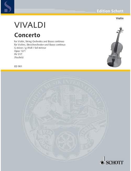 SCHOTT VIVALDI - CONCERTO G MINOR OP. 12/1 RV 317 / PV 343 - VIOLON, STRING ORCHESTRE ET ORGUE