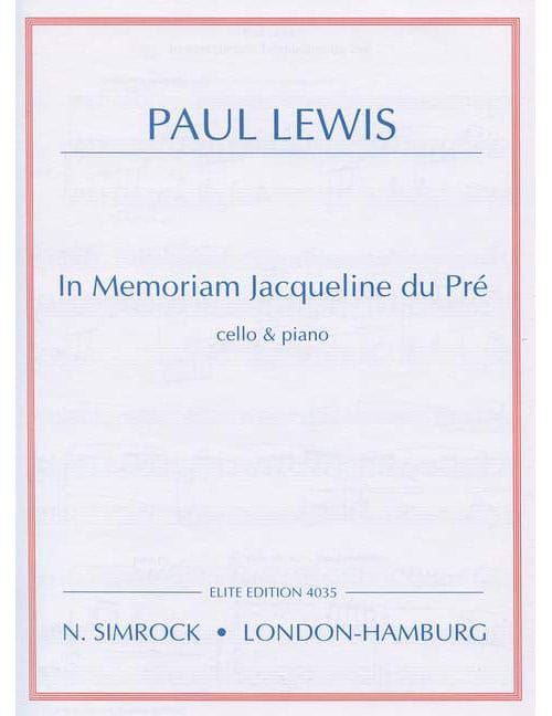 SIMROCK LEWIS - IN MEMORIAM JACQUELINE DU PRÉ - VIOLONCELLE ET PIANO