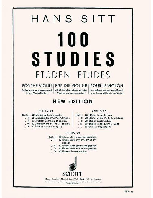 EULENBURG SITT HANS - 100 ETUDES POUR VIOLON OP 32 - CAHIER 1