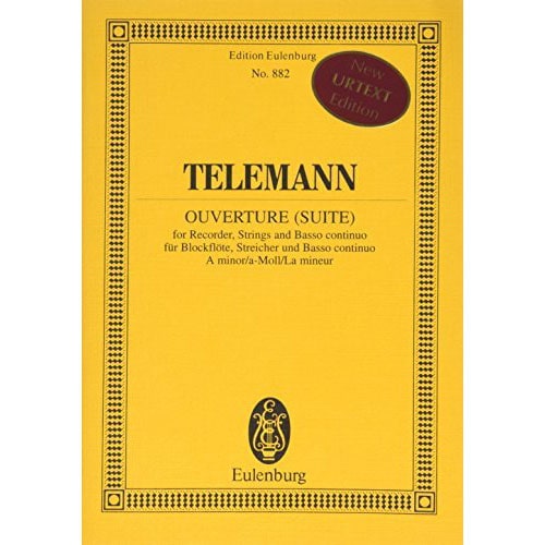 EULENBURG TELEMANN - OUVERTURE (SUITE) LA MINEUR - FLUTE A BEC (FLUTE), STRINGS ET BASSO CONTINUO