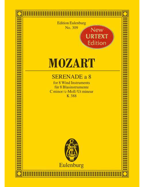 EULENBURG Moz - Serenade A 8 Ut Mineur Kv 388 - 2 Houns, 2 Hautboiss, 2 Clarinettes In Bb Et 2 Bassoons