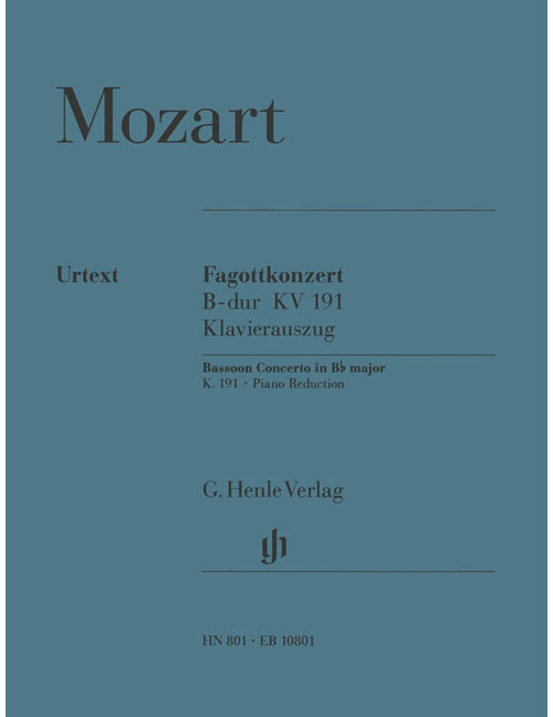 HENLE VERLAG Mozart - Bassoon Concerto BB Major K. 191 - Bassoon et Orchestre