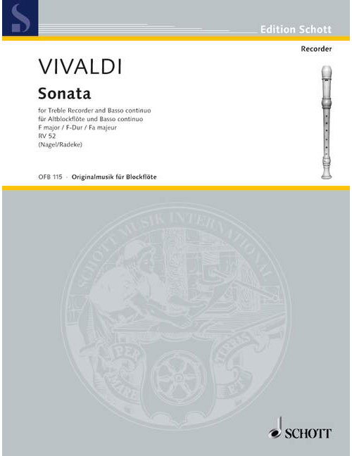 SCHOTT VIVALDI SONATA F MAJOR (FA MAJEUR) RV 52