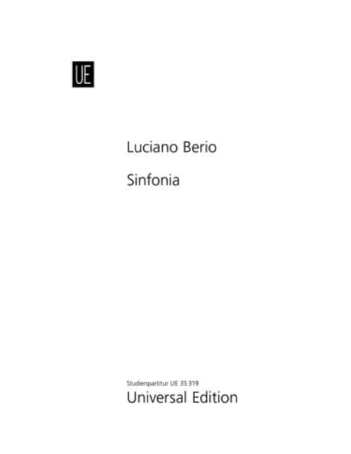 UNIVERSAL EDITION BERIO - SINFONIA - 8 VOICES (SSAATTBB) ET ORCHESTRE