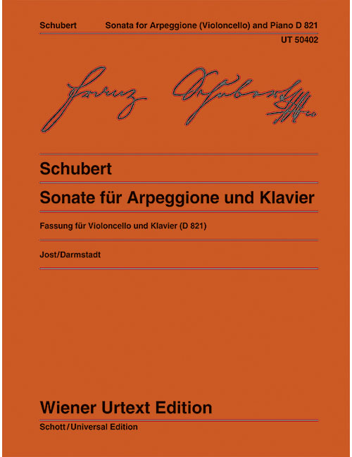 WIENER URTEXT EDITION SCHUBERT FRANZ - SONATA FOR ARPEGGIONE & PIANO D 821 - VIOLONCELLE & PIANO