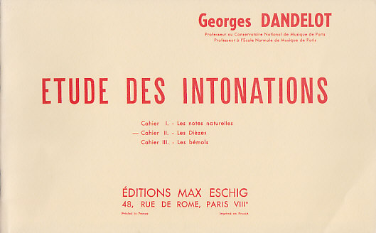EDITION MAX ESCHIG DANDELOT GEORGES - ETUDE DES INTONATIONS VOL.2