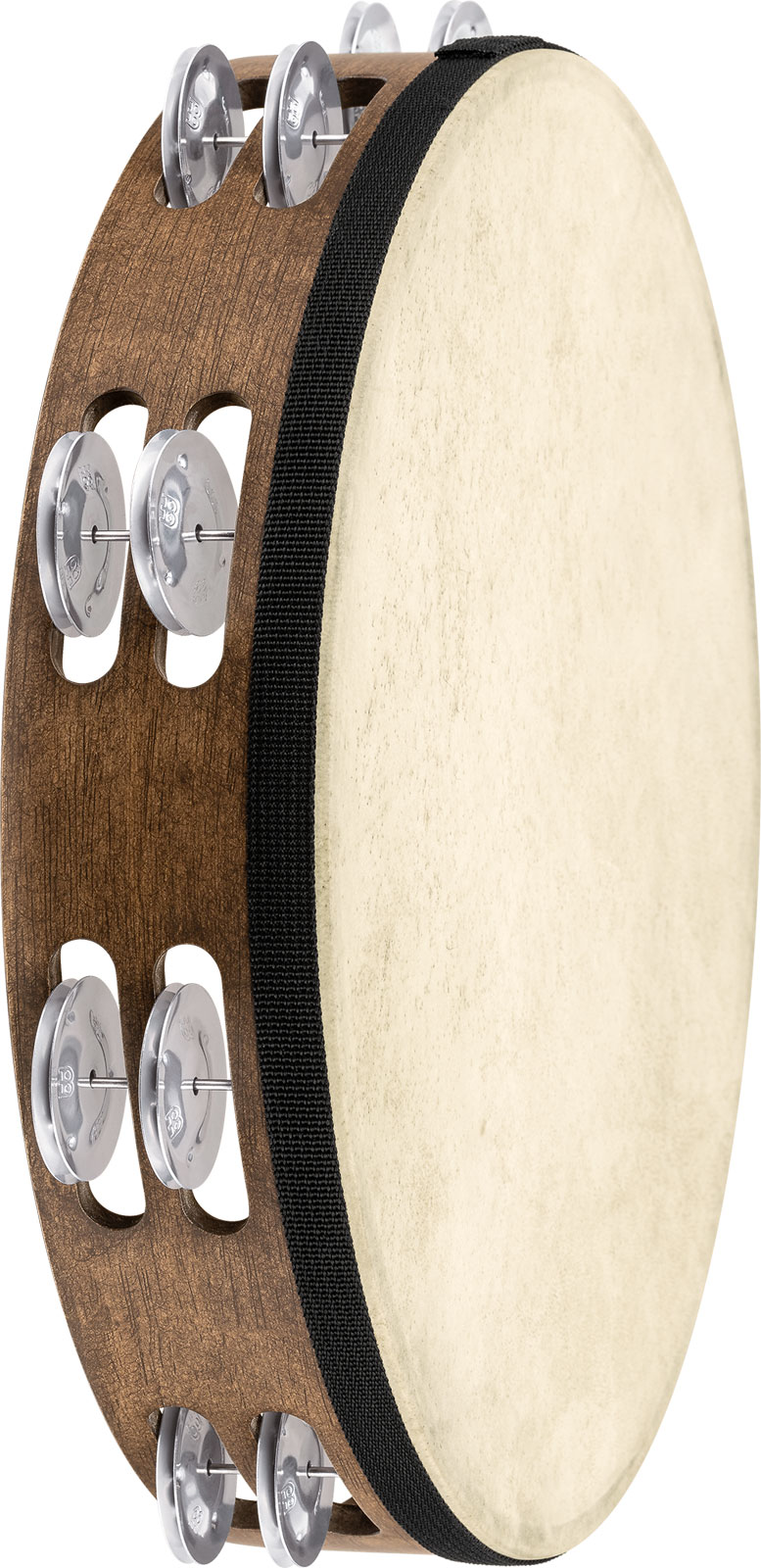 MEINL PERCUSSION 12 TAMBURELLO, WALNUT BROWN, GOAT SKIN, ALUMINUM JINGLES - FD12TAM