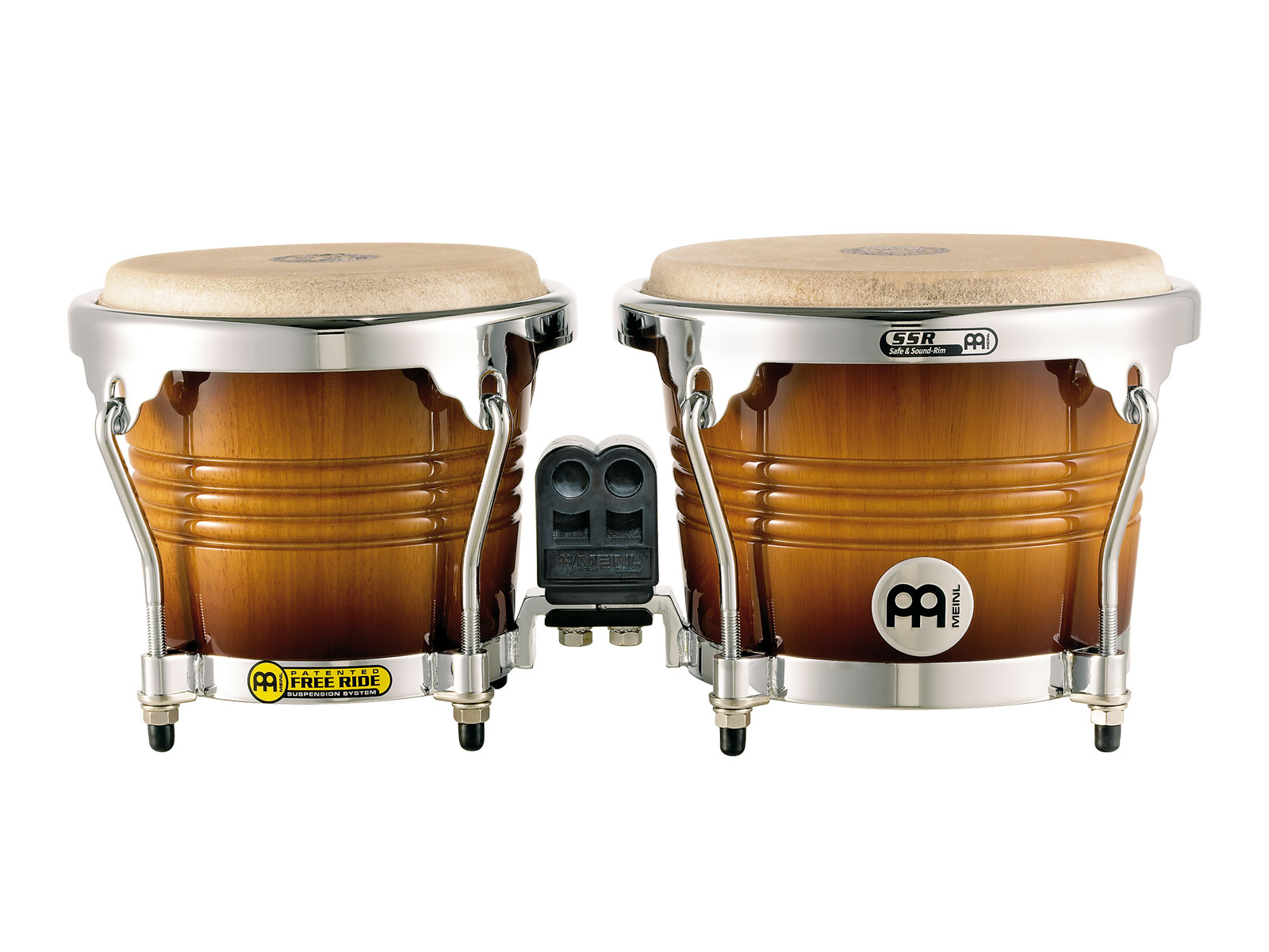 MEINL MARATHON EXCLUSIVE SERIES (DE PATENT) FWB200 WOOD BONGO 6 3/4 MACHO AND 8 HEMBRA GOLD AMBER SUNBUR