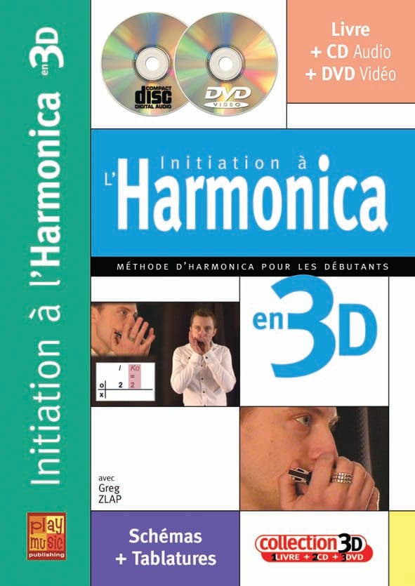 PLAY MUSIC PUBLISHING ZLAP GREG - INITIATION A L'HARMONICA EN 3D CD + DVD