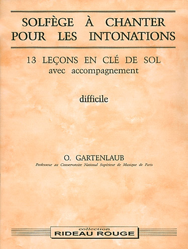 RIDEAU ROUGE GARTENLAUB O. - SOLFEGE A CHANTER POUR LES INTONATIONS - FORMATION MUSICALE