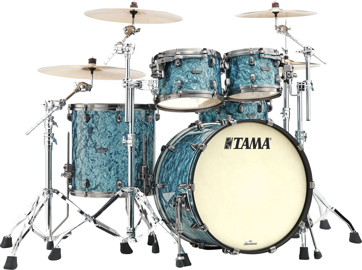 TAMA STARCLASSIC MAPLE STAGE 22 DRUM KIT, SMOKED BLACK NICKEL SHELL HARDWARE TURQUOISE PEARL