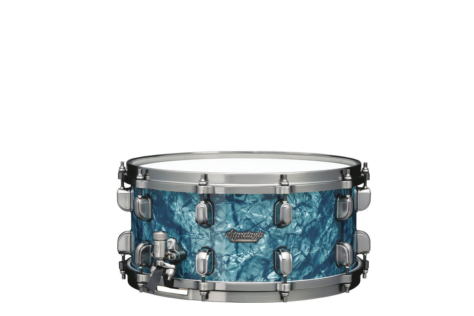 TAMA STARCLASSIC MAPLE 14X6.5 SNARE DRUM, SMOKED BLACK NICKEL SHELL HARDWARE TURQUOISE PEARL