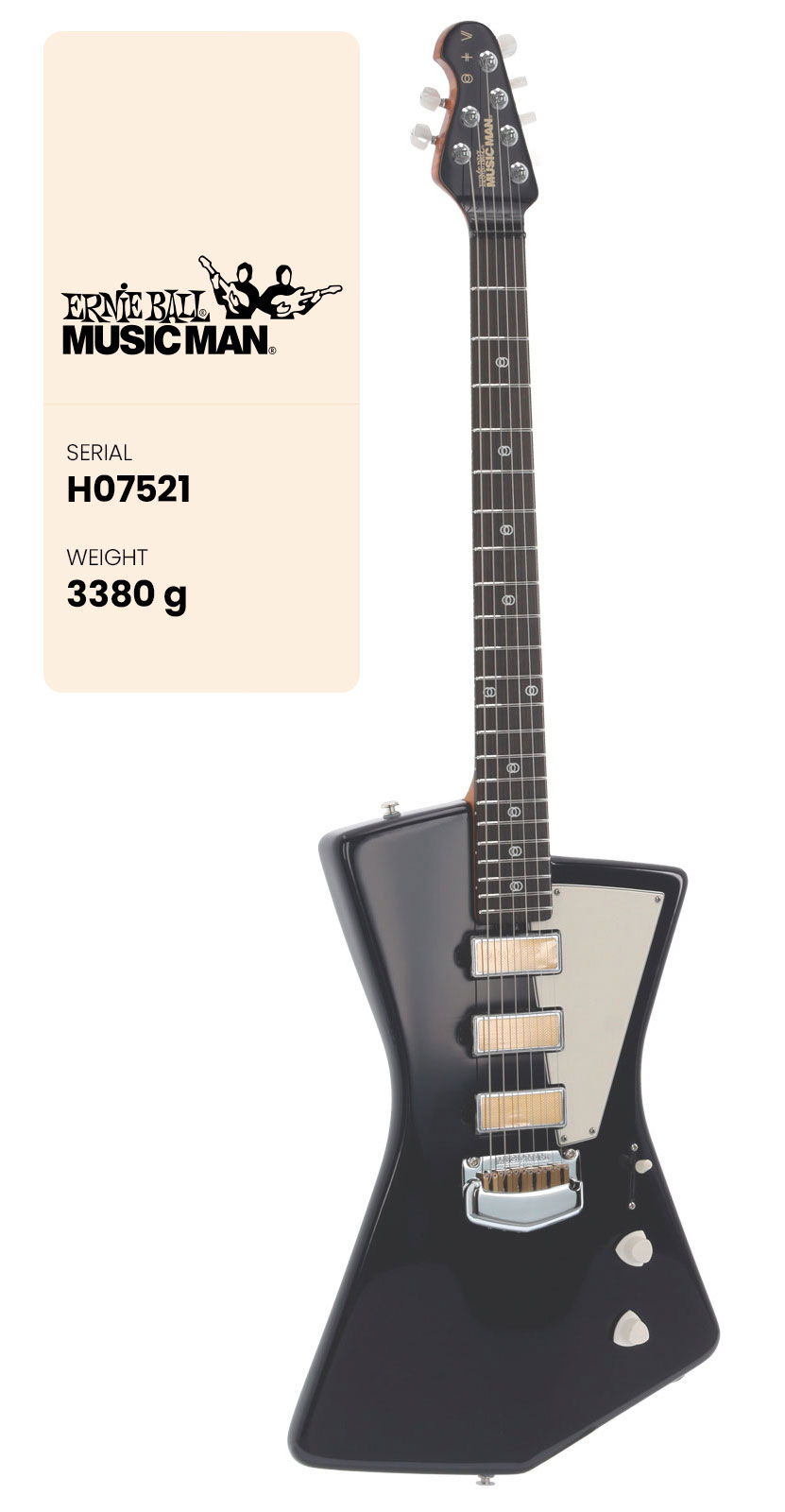 MUSIC MAN St. Vincent Goldie Silk Charmeuse Ebony Parchment Pickguard #H07521