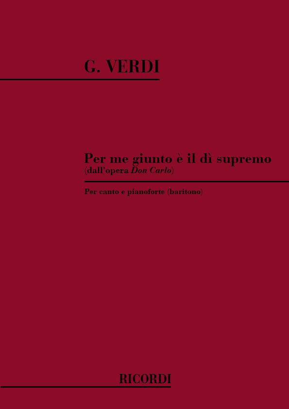 RICORDI VERDI G. - PER ME GIUNTO E' IL DI' SUPREMO - CHANT ET PIANO