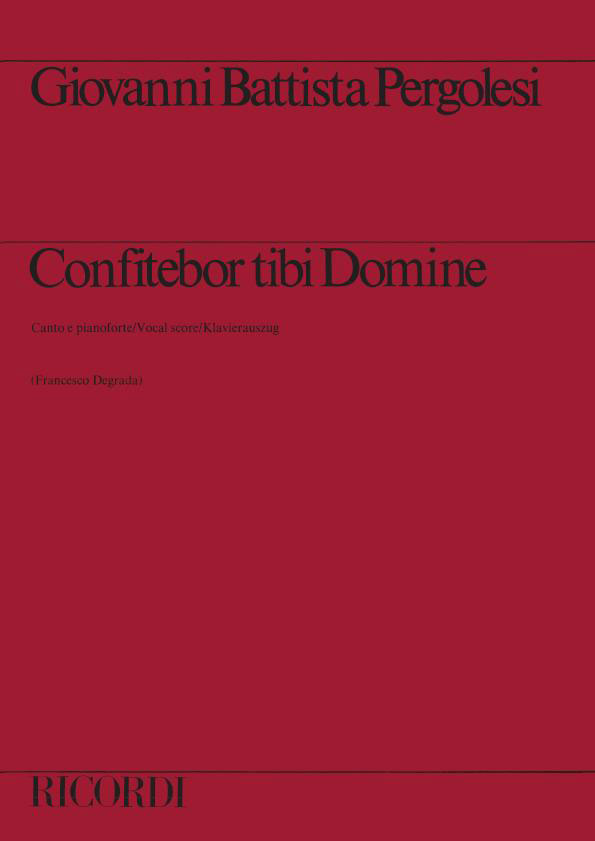 RICORDI Pergolesi G.B. - Confitebor Tibi Domine - Chant et Piano