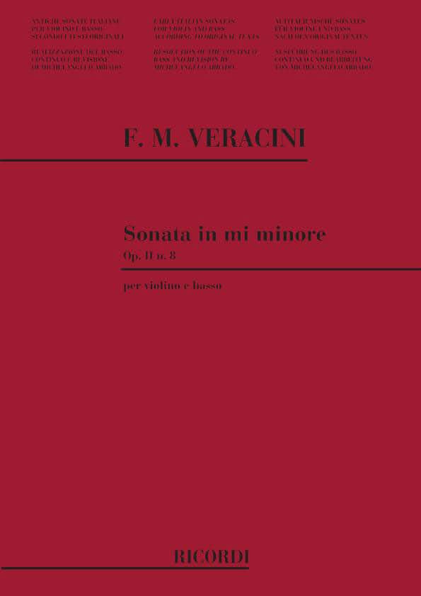 RICORDI VERACINI F.M. - SONATA N.8 IN MI MIN. - VIOLON ET BASSE