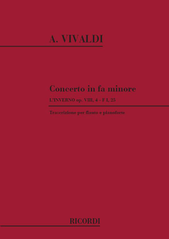 RICORDI VIVALDI A. - CONCERTI IN FA MIN.' L'INVERNO' OP.VIII N. 4 RV 297 - FLUTE ET PIANO