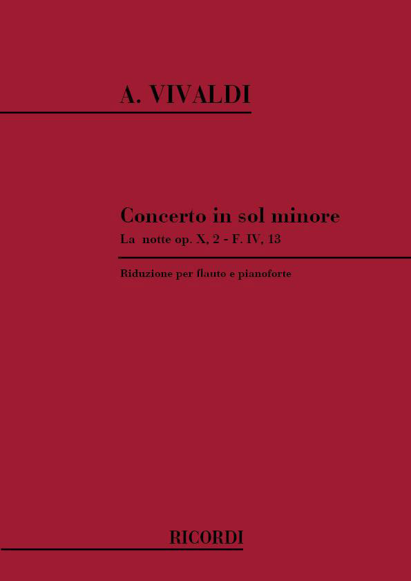 RICORDI VIVALDI A. - CONCERTO IN SOL MIN - LA NOTTE OP.X N 2 - FLUTE ET PIANO