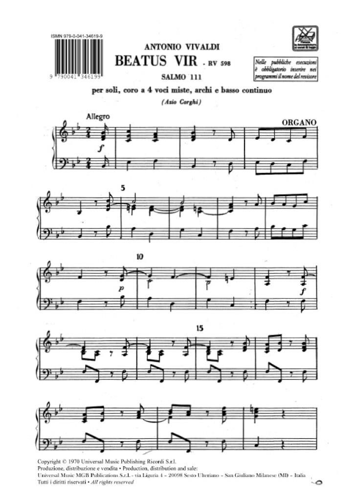 RICORDI Vivaldi A. - Beatus Vir RV 598 - Set Parties