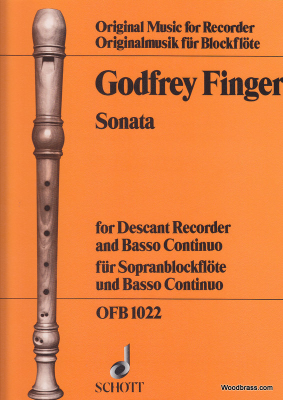 SCHOTT Finger G. - Sonata - Flute A Bec Soprano et BC