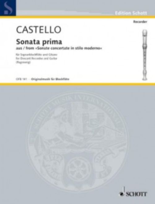 SCHOTT CASTELLO DARIO - SONATA PRIMA A SOPRANO SOLO - FLUTE A BEC SOPRANO