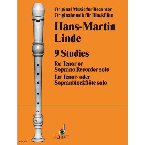 SCHOTT LINDE H.M. - 9 ETUDES - FLUTE SOPRANO OU TENOR