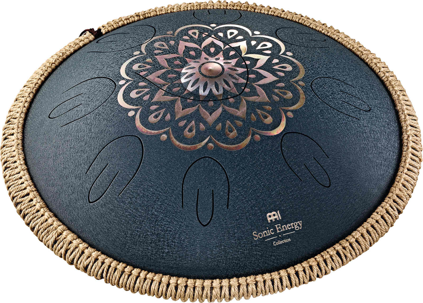 SONIC ENERGY SONIC ENERGY OCTAVE STEEL TONGUE DRUM NAVY BLUE ENGRAVED FLORAL DESIGN D AMARA 