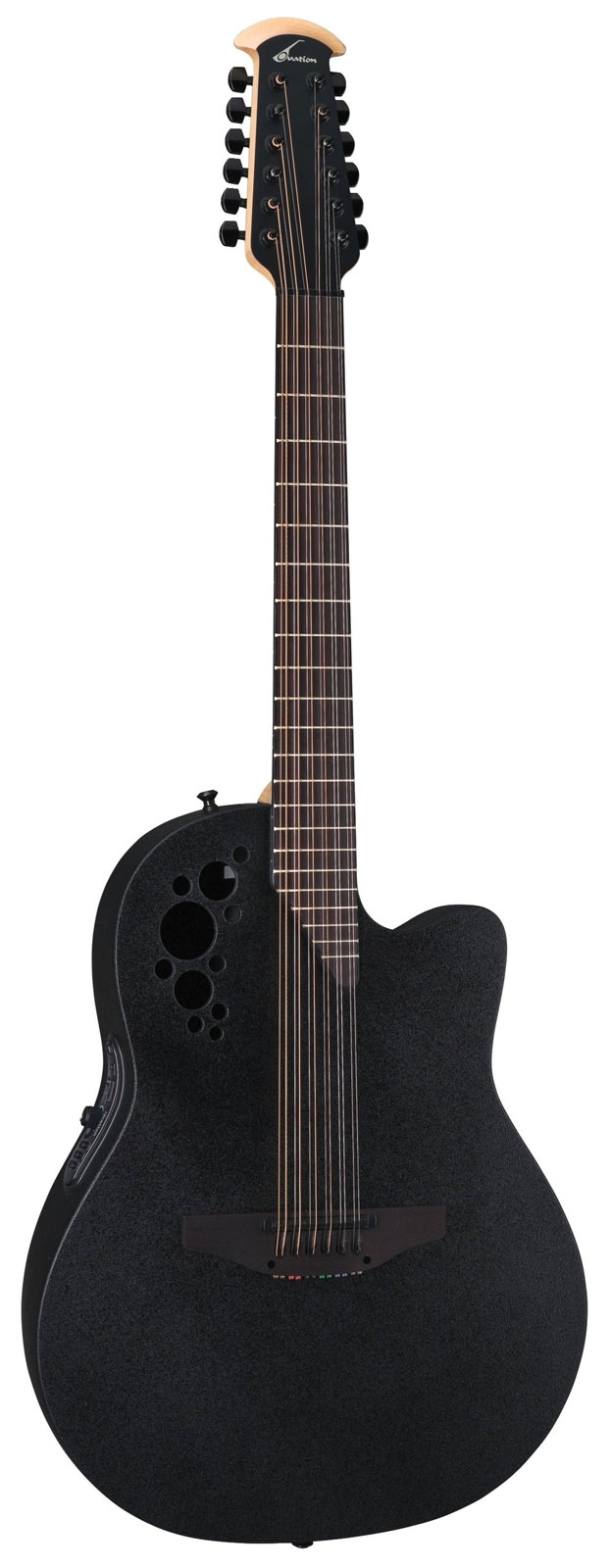 OVATION Elektro-Akoestische Gitaar Elite Tx Deep Contour Cutaway 12-String Black Textured