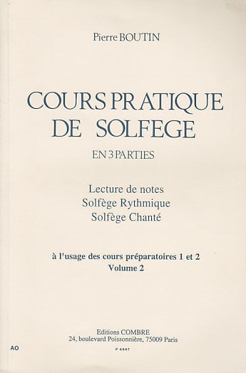 COMBRE BOUTIN PIERRE - COURS PRATIQUE DE SOLFEGE EN 3 PARTIES VOL.2