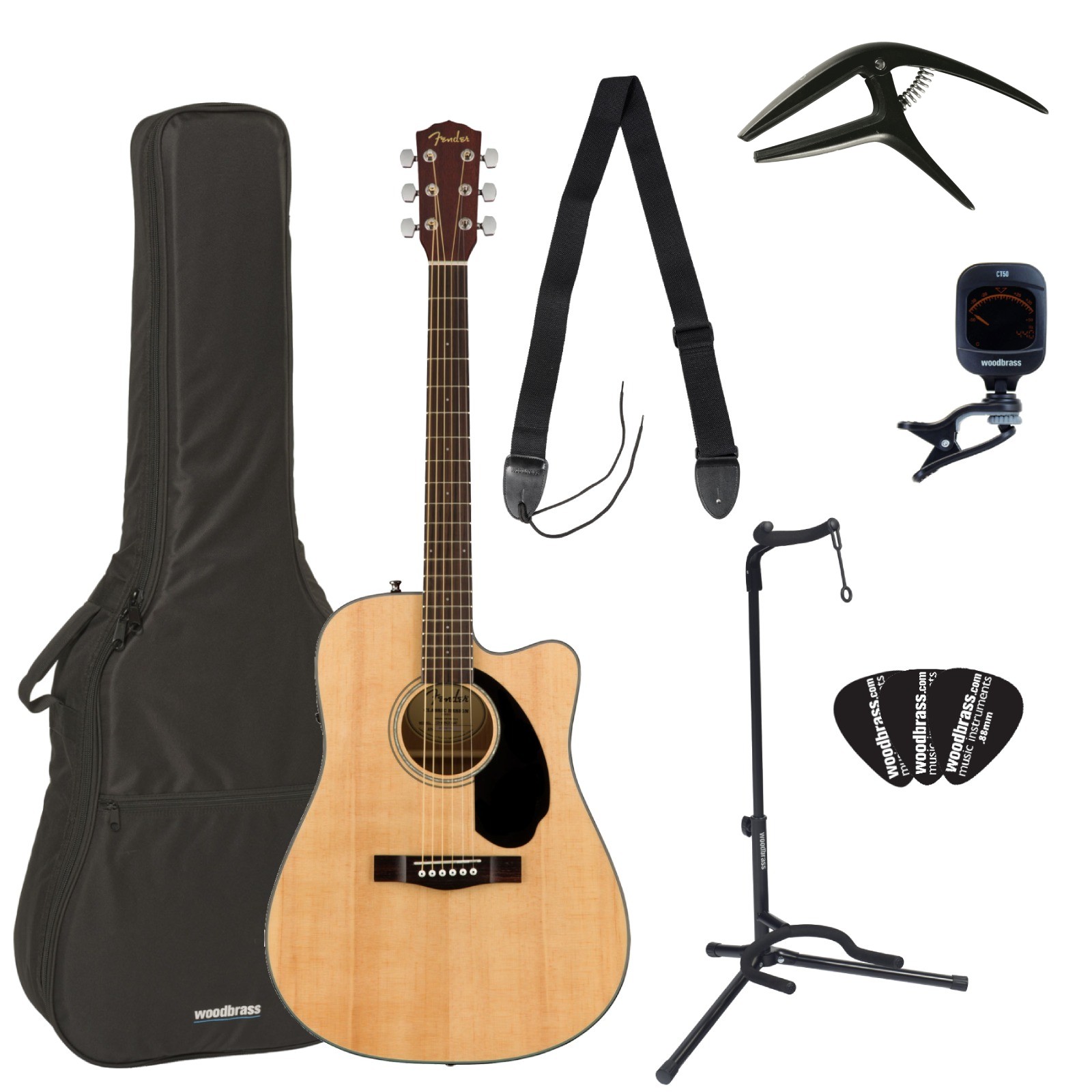 FENDER Complete Pack Cd-60Sce Dreadnought Wlnt Natural