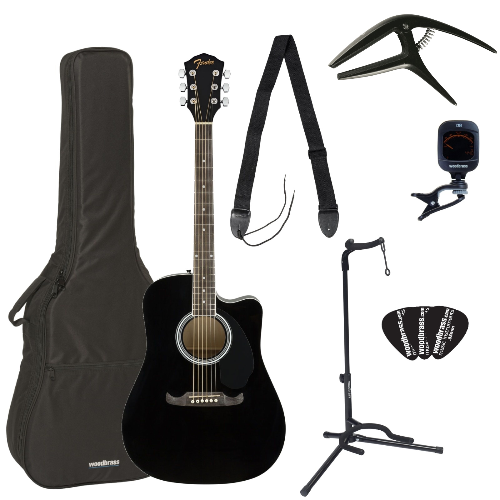 FENDER Pack Complet FA-125ce Dreadnought WLNT Black