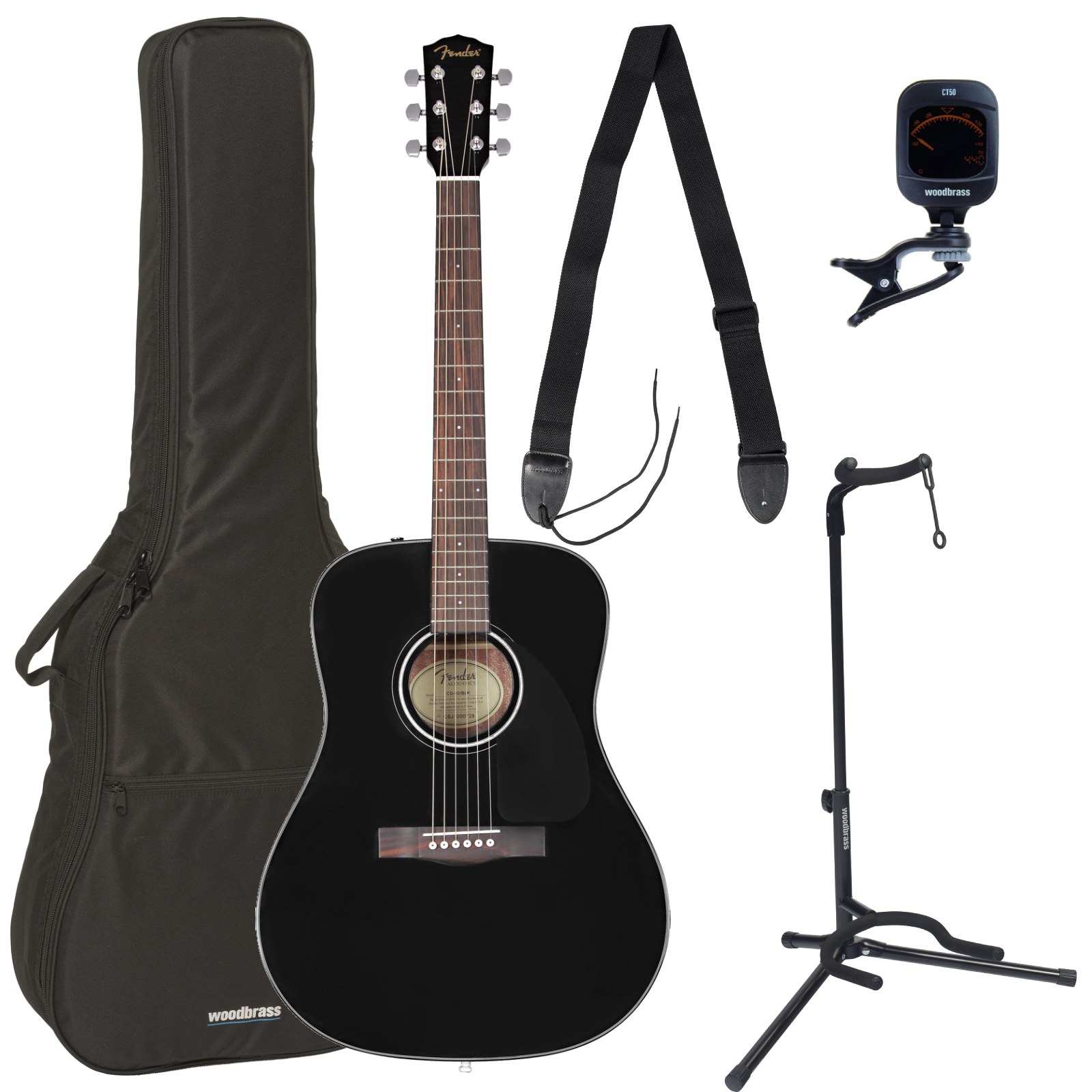 FENDER Pack CD-60 Dreadnought V3 DS WLNT Black + Accessoires