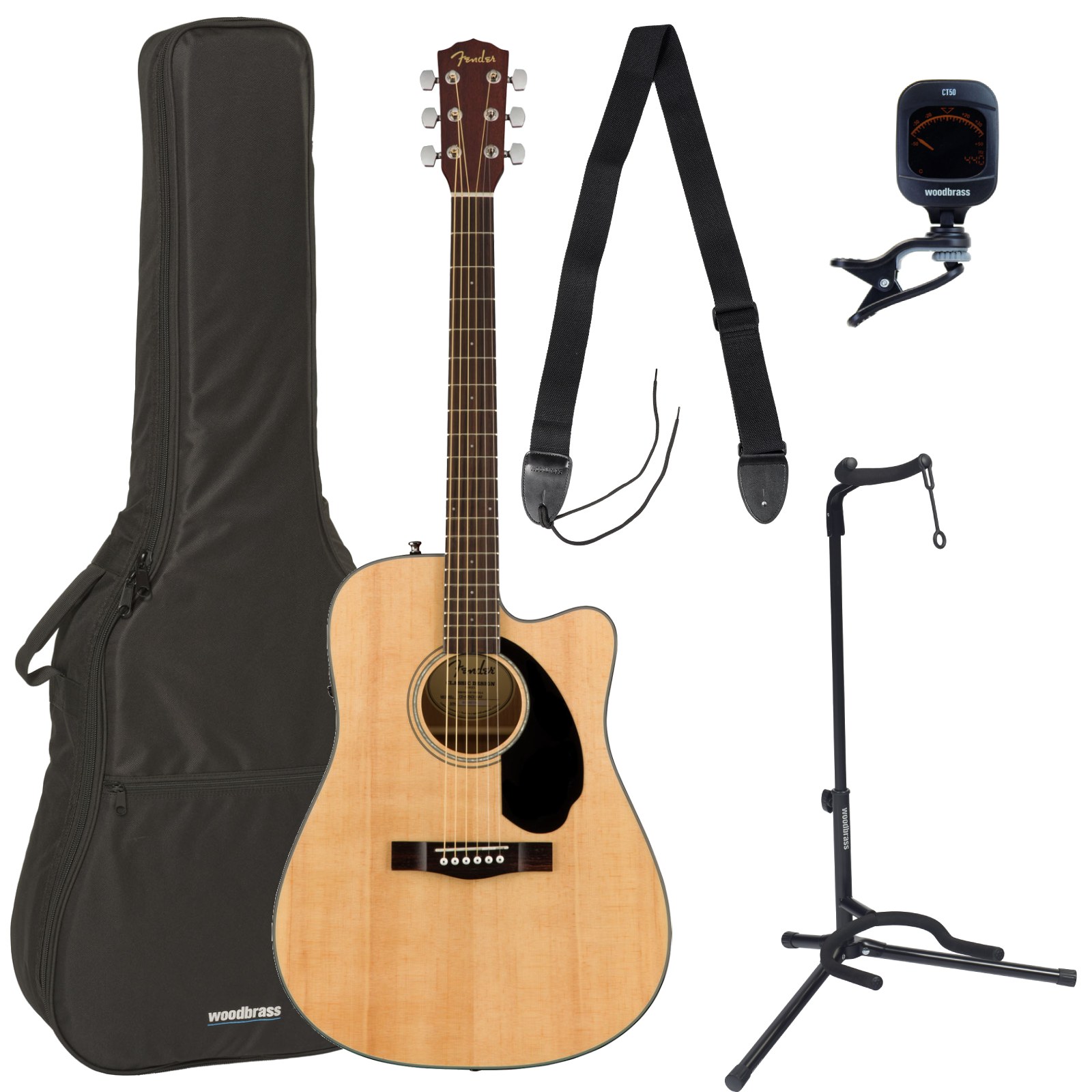 FENDER Pack CD-60sce Dreadnought WLNT Natural + Accessoires