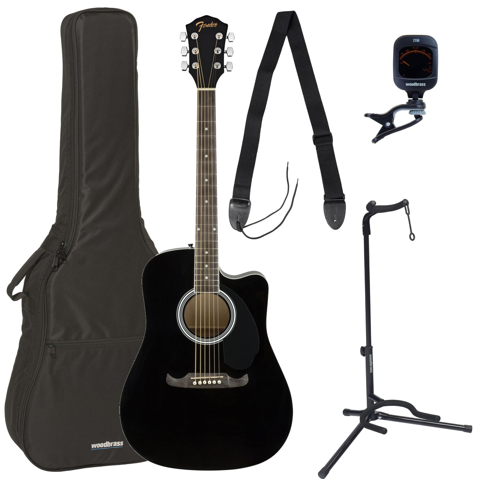 FENDER Pack FA-125ce Dreadnought WLNT Black + Accessoires