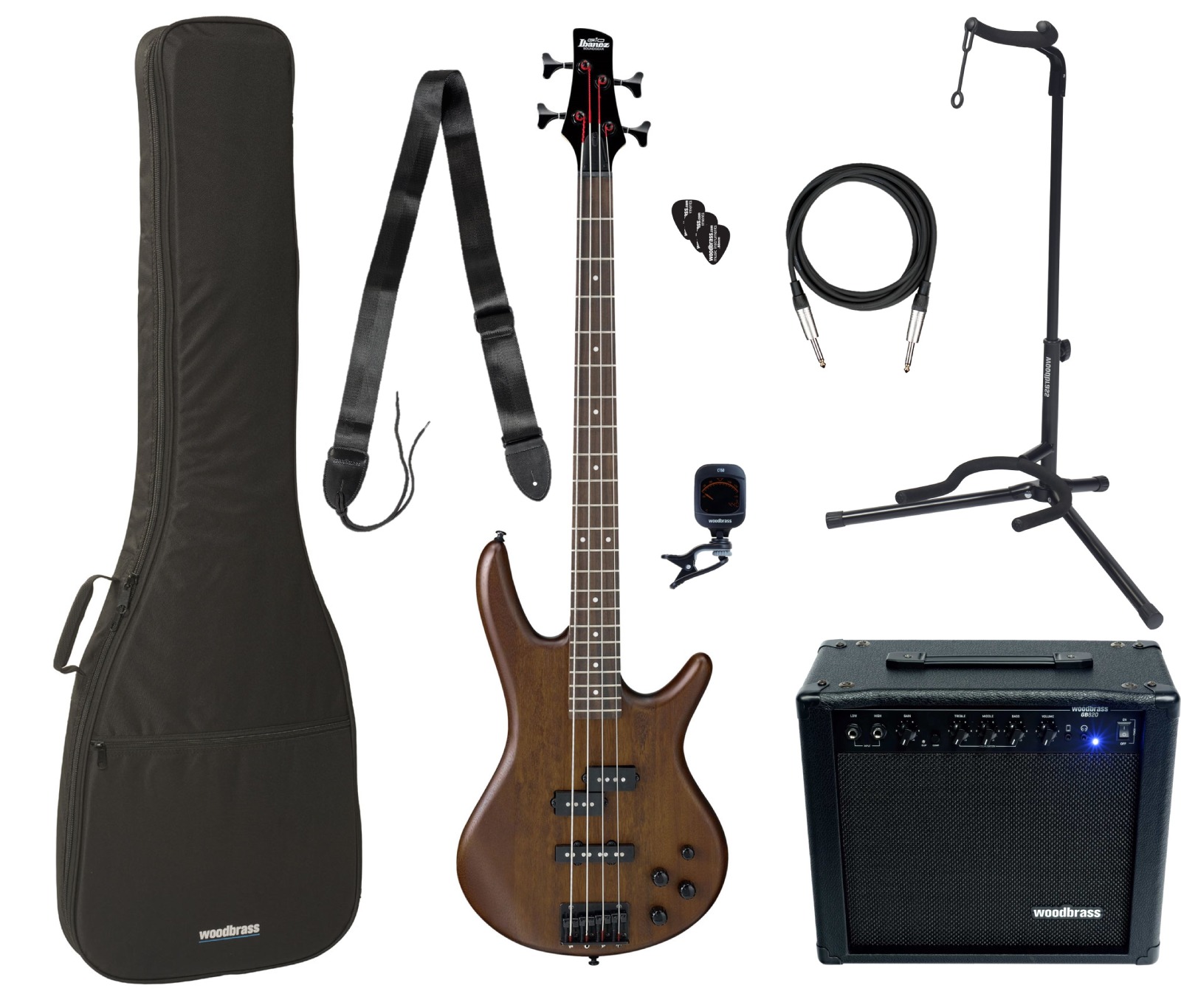 IBANEZ Pack Complet GSR200B-wnf-walnut Flat Gio