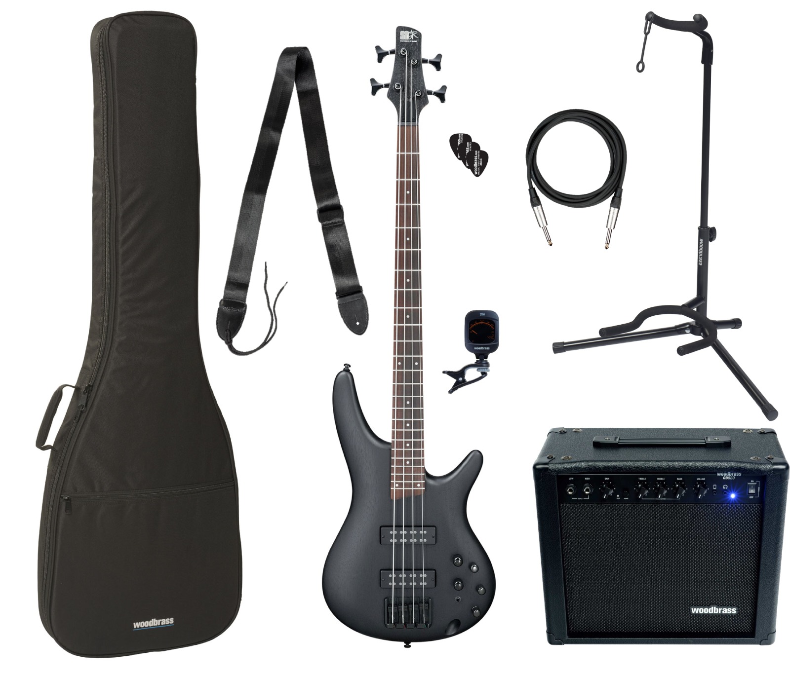 IBANEZ Sr300Eb-Wk-Weathered Black Full Bundle