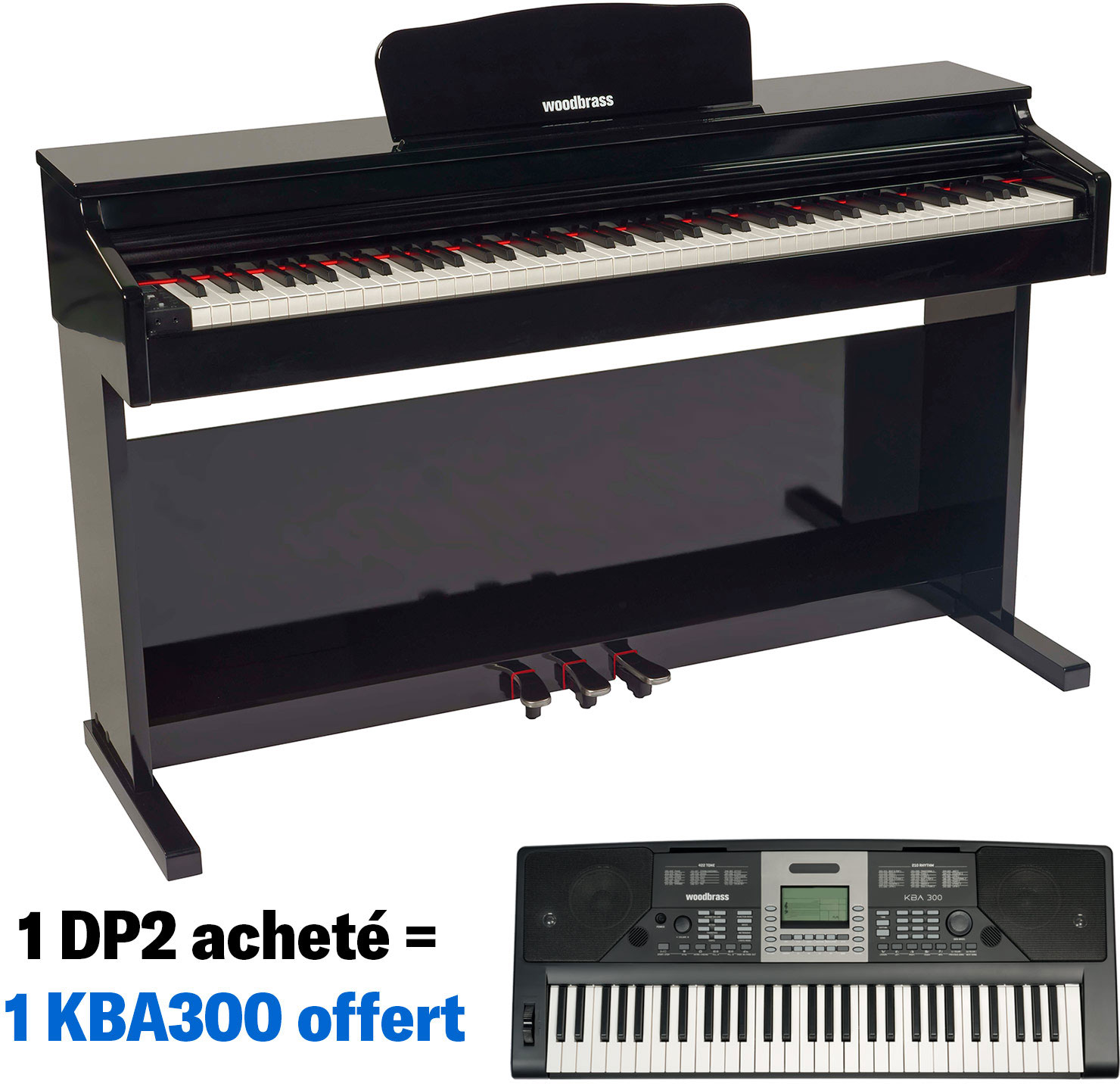 WOODBRASS DP2 Schwarz Hochglanz + KBA300
