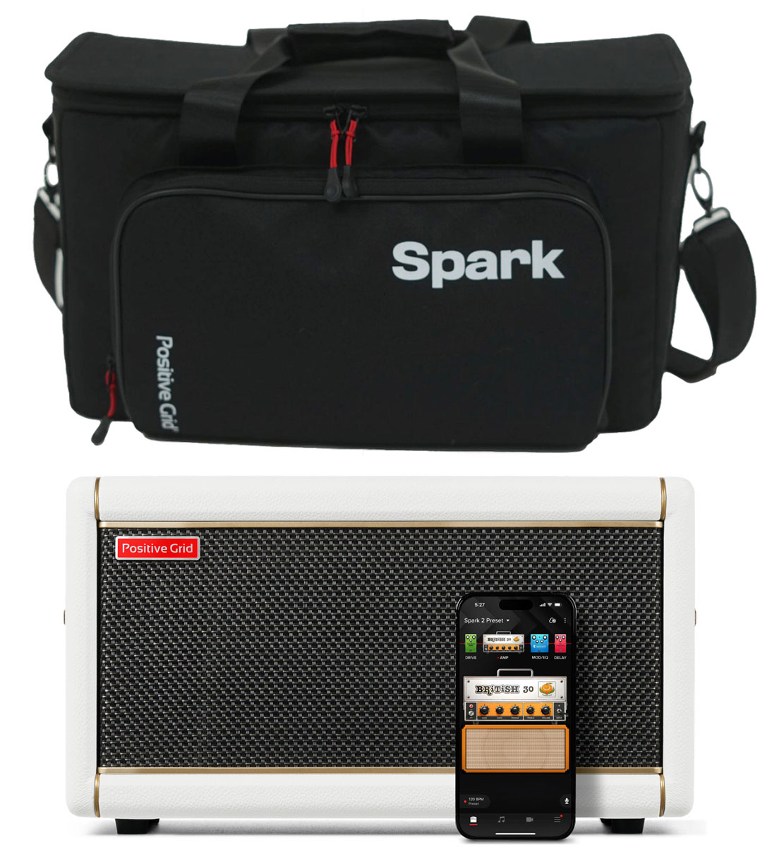 POSITIVE GRID SPARK 2 PEARL WHITE + BAG BUNDLE