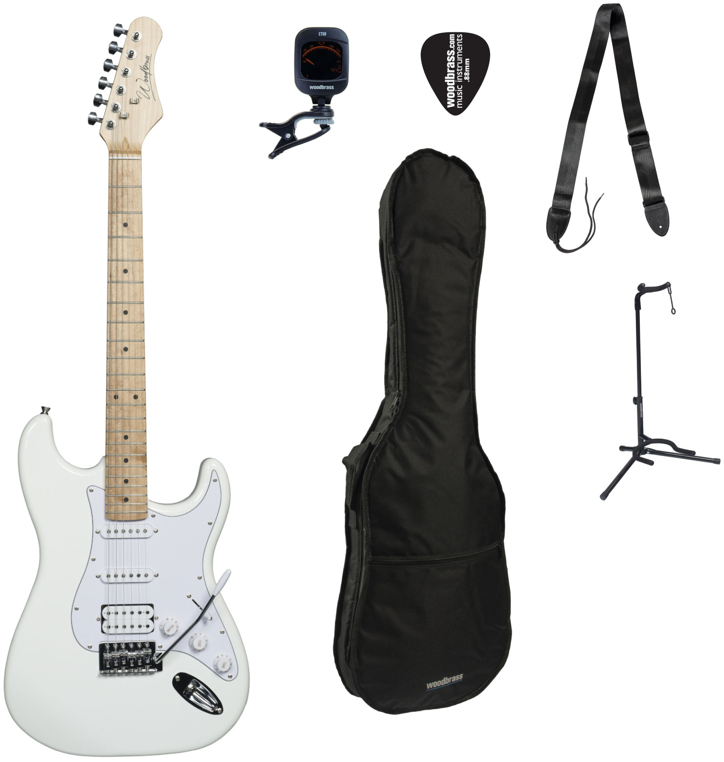 WOODBRASS ST100 Wit + Gigbag + Accessoires Set